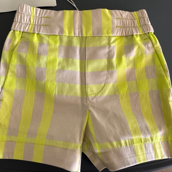 Burberry Kids Yellow and Beige Plaid Shorts